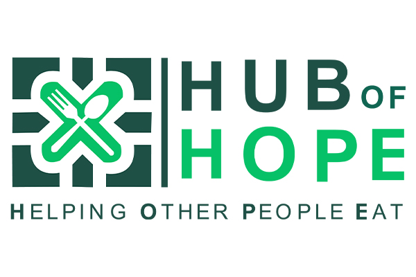 Hub of Hop Helping other people eat logo